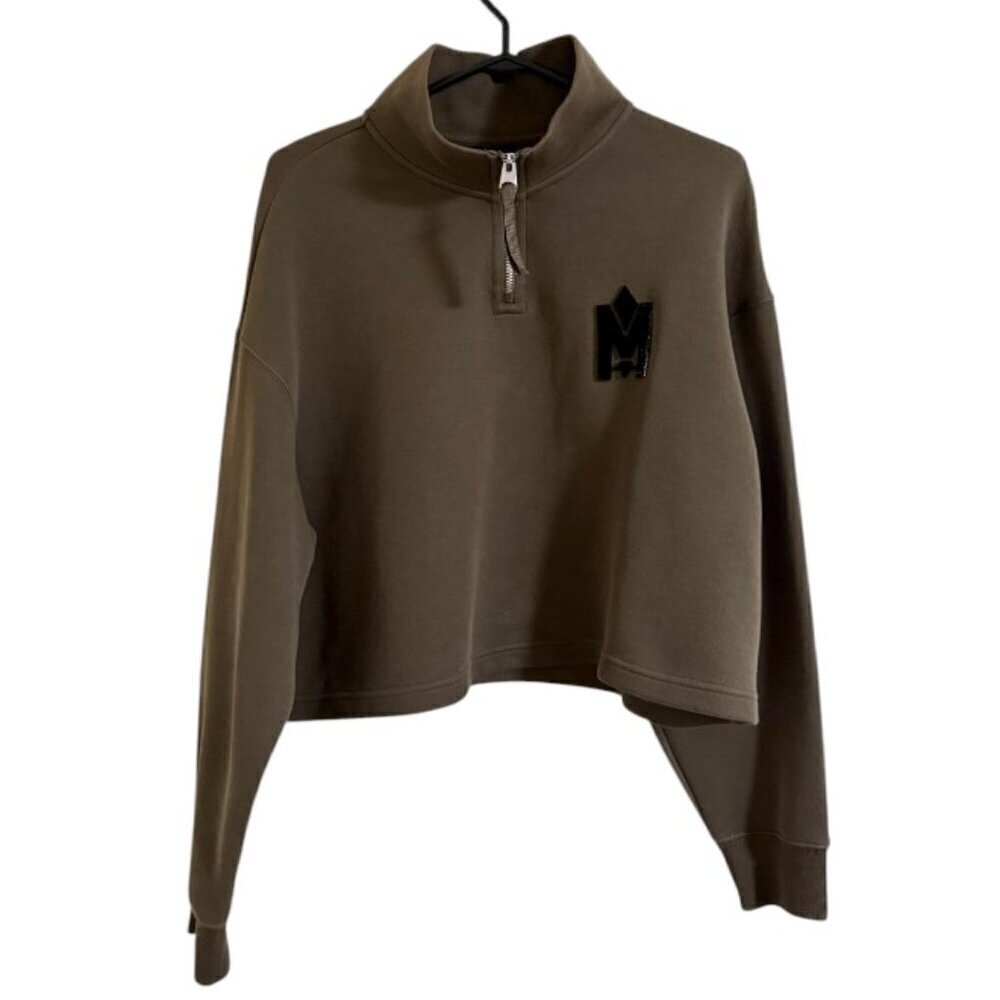 Mackage Army Green Lizia Cropped Pullover Half Zip - Picture 5 of 11